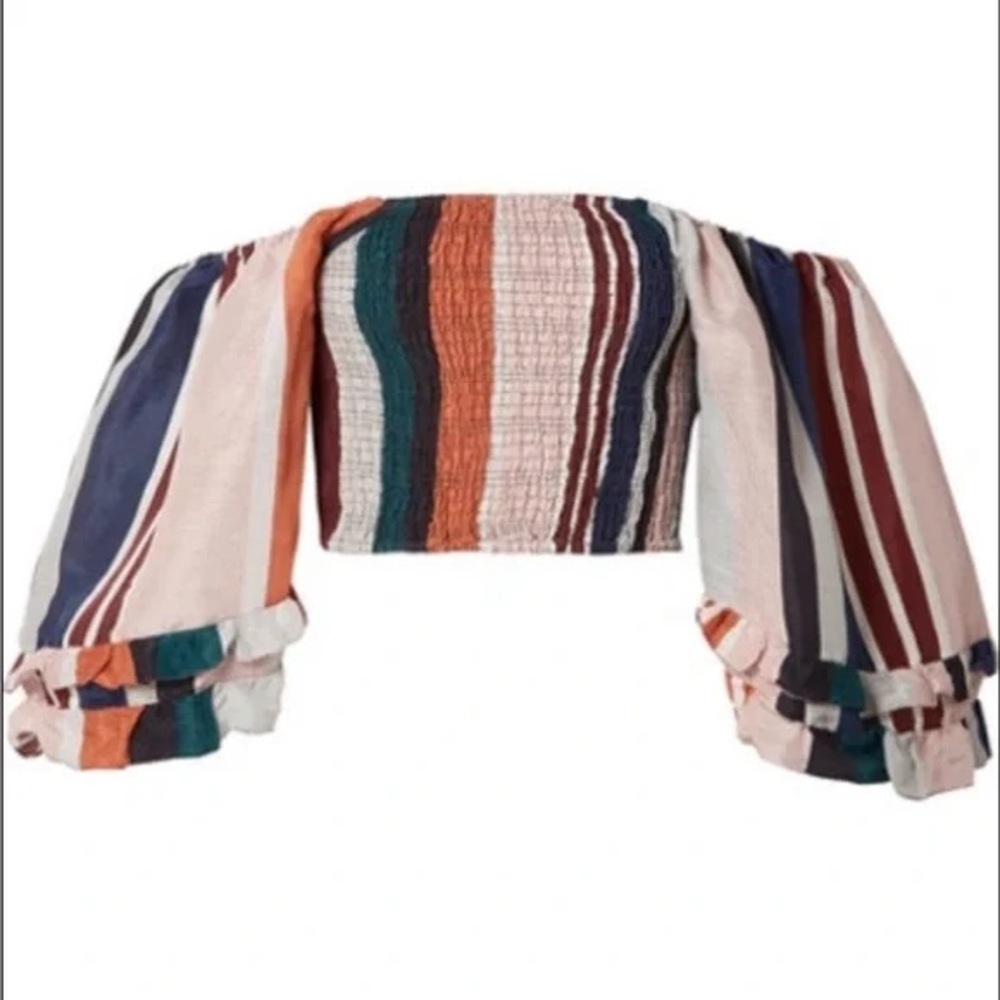 Apiece Apart Multicolor Striped Off-Shoulder Crop Top